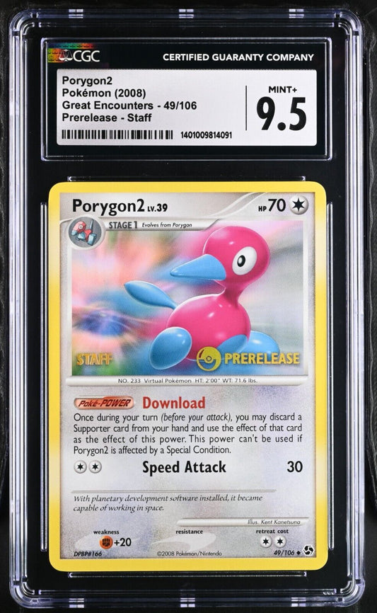 CGC 9.5 Porygon2 49/106 STAFF PRERELEASE Great Encounters PROMO Pokemon Card